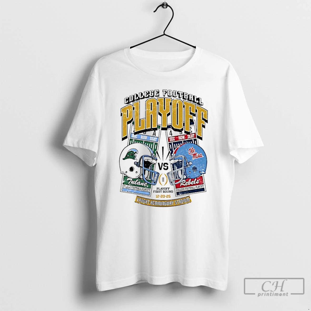 Classic Tulane Vs Ole Miss 2025 College Football Playoff Helmet Ticket T-Shirts, Hoodie, Sweatshirt | AU01DripNestTees.com