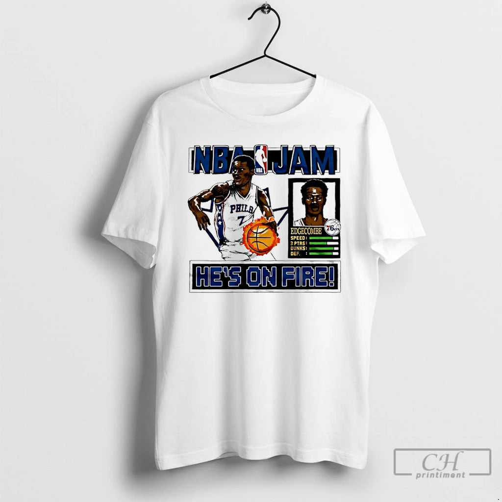 Classic V J Edgecombe Hes On Fire Philadelphia 76ers Nba Jam T-Shirts, Hoodie, Sweatshirt | AU01DripNestTees.com
