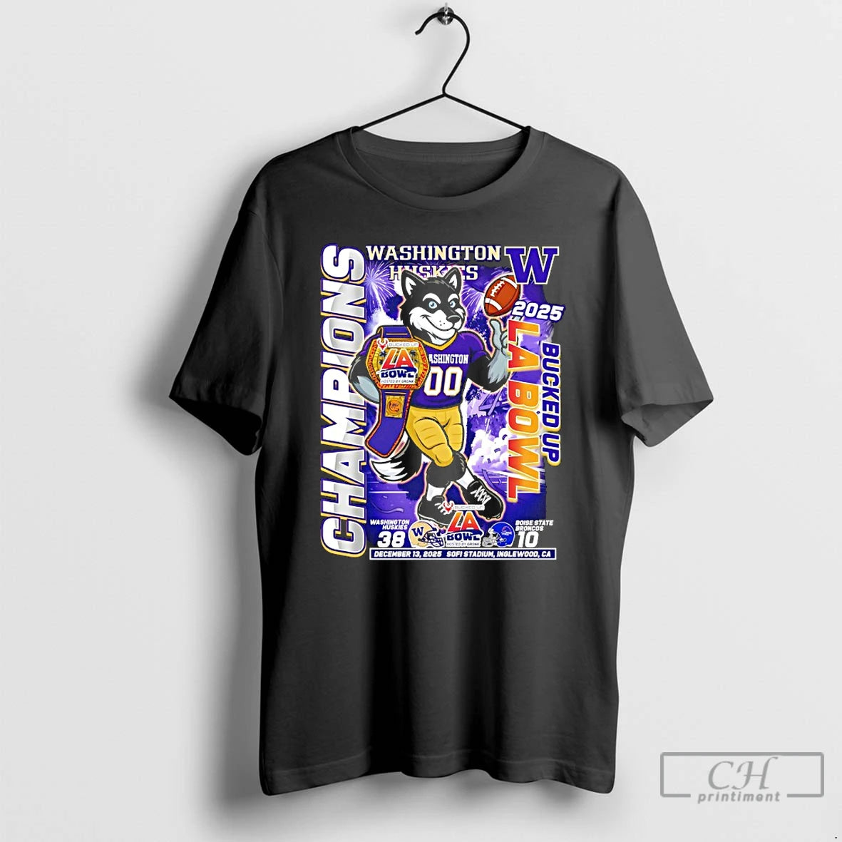 Classic Washington Huskies Bucked Up La Bowl Champions Mascot 2025 T-Shirts, Hoodie, Sweatshirt | AU01DripNestTees.com