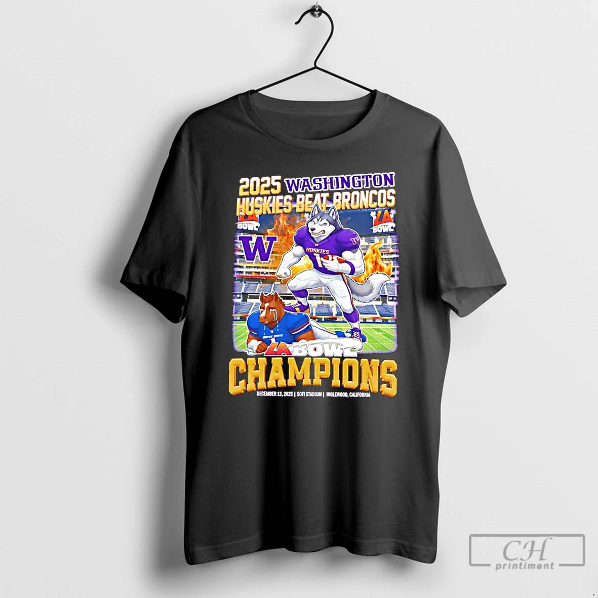 Classic Washington Huskies Beat Broncos 2025 La Bowl Champions Mascot T-Shirts, Hoodie, Sweatshirt | AU01DripNestTees.com