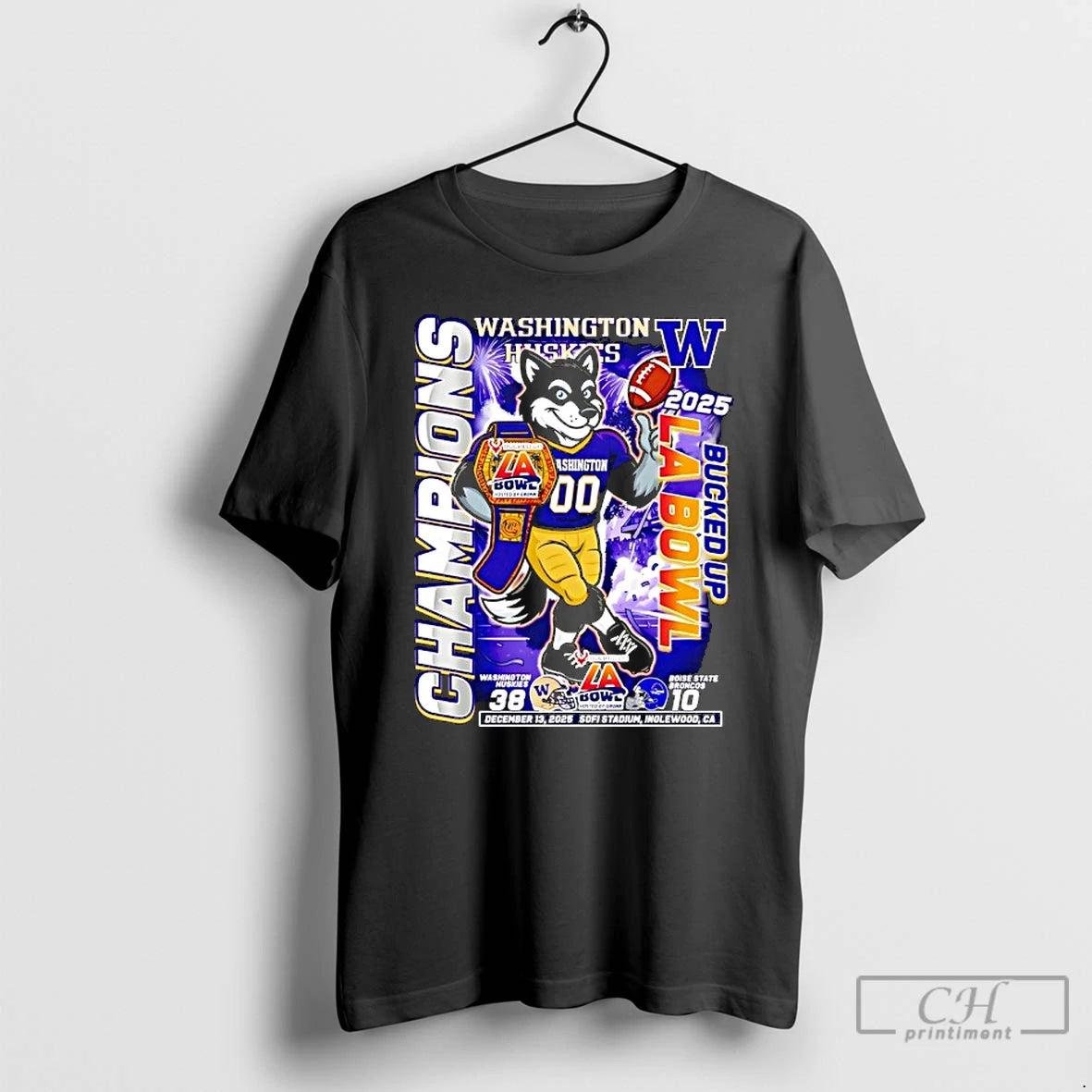 Classic Washington Huskies Destroy Boise State Broncos Bucked Up La Bowl Champions 2025 T Shirts Hoodie, Sweatshirt