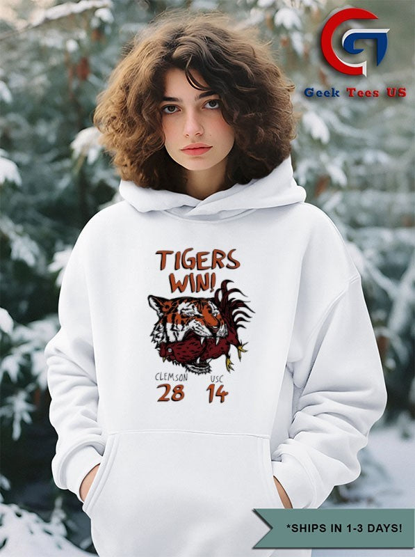 Clemson Tigers 28-14 South Carolina Gamecocks 2025 Tigers Win mascot shirt