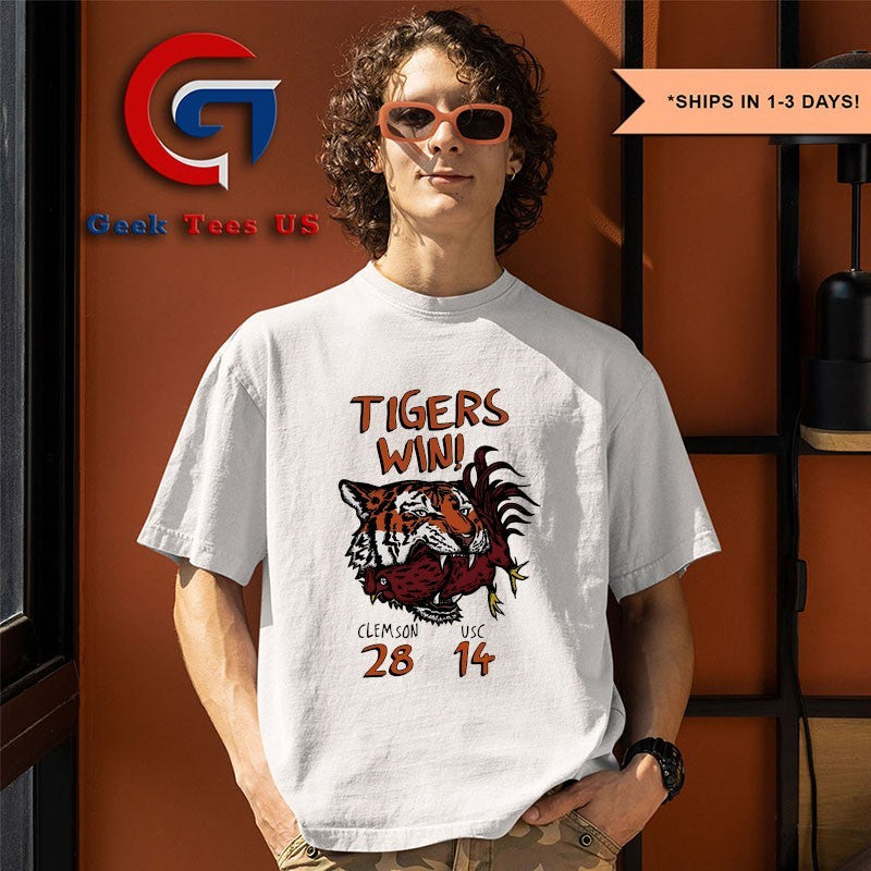 Clemson Tigers 28-14 South Carolina Gamecocks 2025 Tigers Win mascot shirt