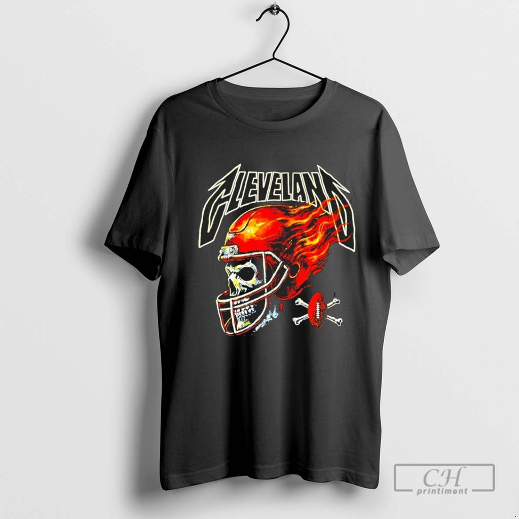 Cleveland Football Skull Flames Helmet