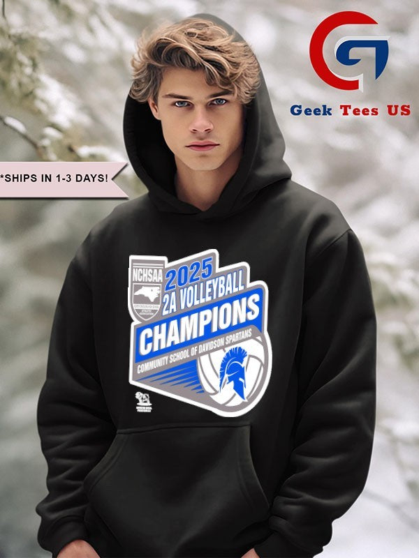 Community School of Davidson Spartans NCHSAA 2A Volleyball Champions 2025 T-shirt