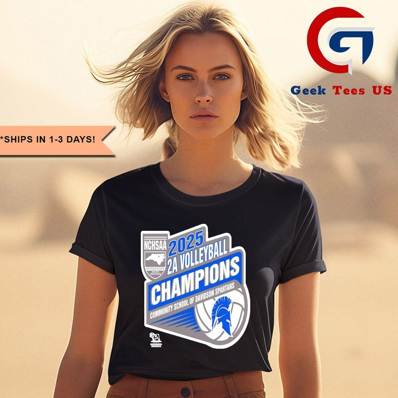 Community School of Davidson Spartans NCHSAA 2A Volleyball Champions 2025 T-shirt