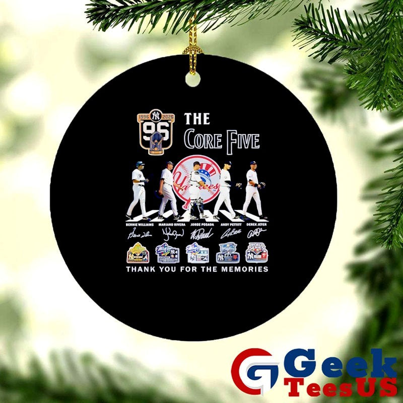 Core Five 1996-2026 Jeter Rivera Petitt Williams Posada New York Yankees baseball abbey road signature T-shirt