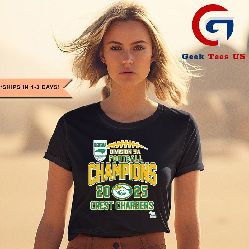 Crest Chargers NCHSAA Division 5A Football Champions 2025 T-shirt