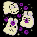 Cute Bunny Ghosts And Blueberries