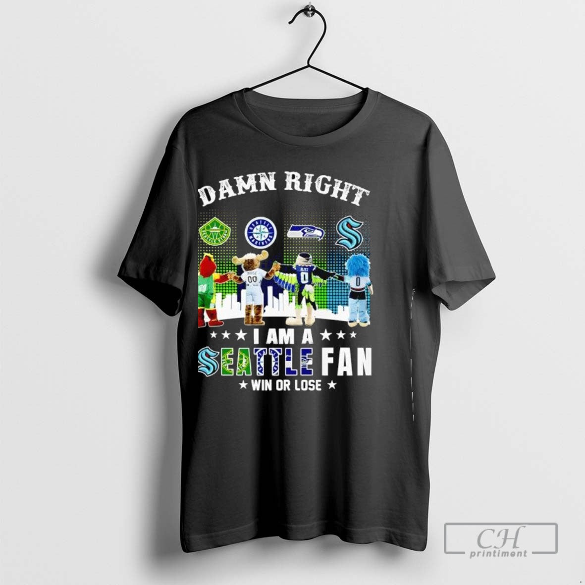 Damn Right I Am A Seattle Fan Win Or Lose Mascot