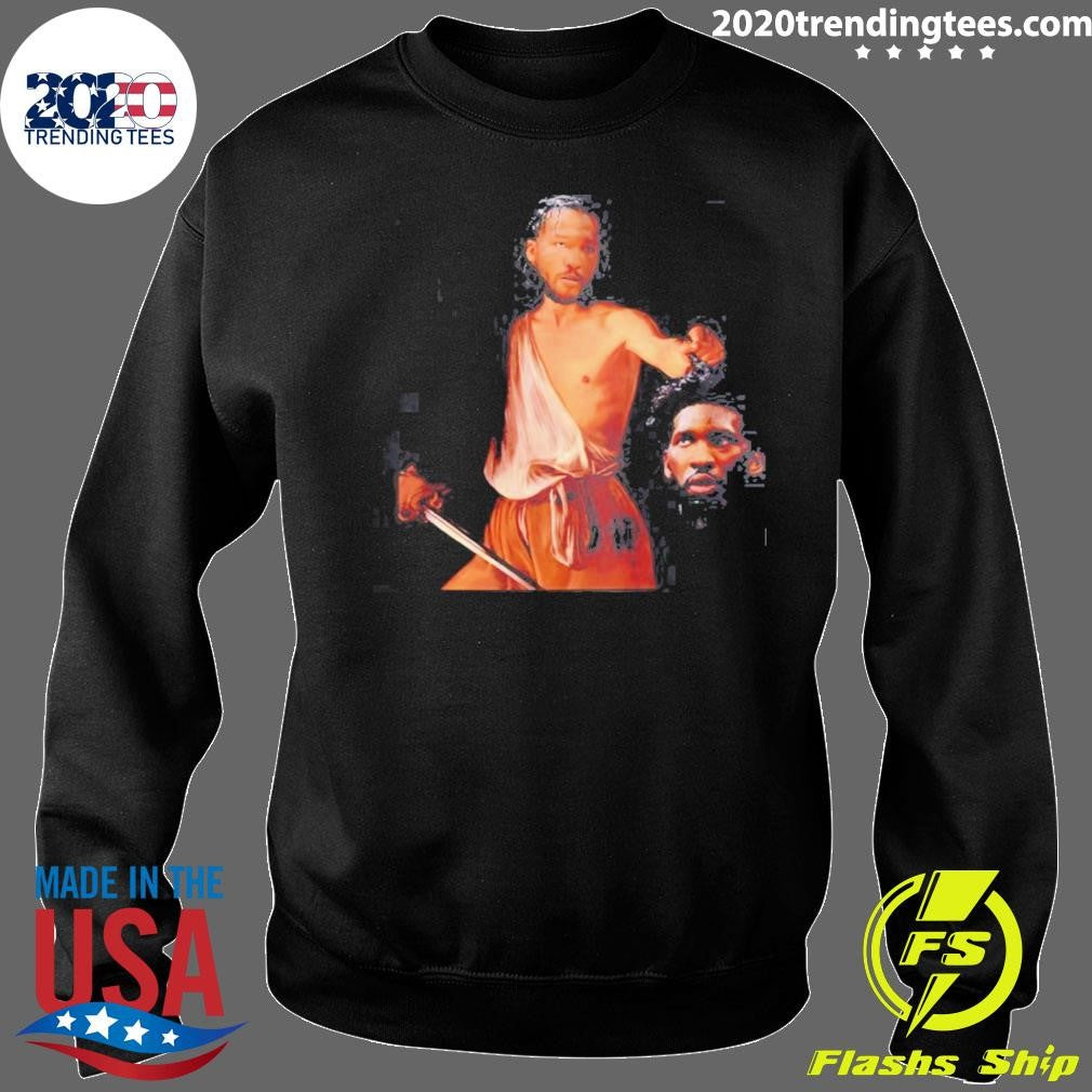 David With The Head Of Goliath Jalen Brunson Joel Embiid New York Knicks Basketball Parody Shirt