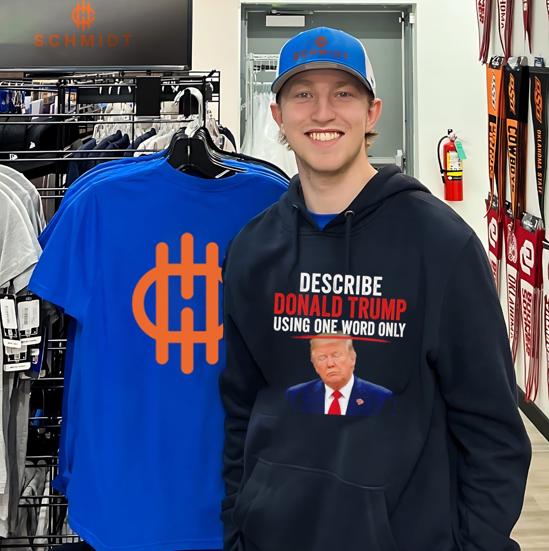 Describe Donald Trump using one word only shirt