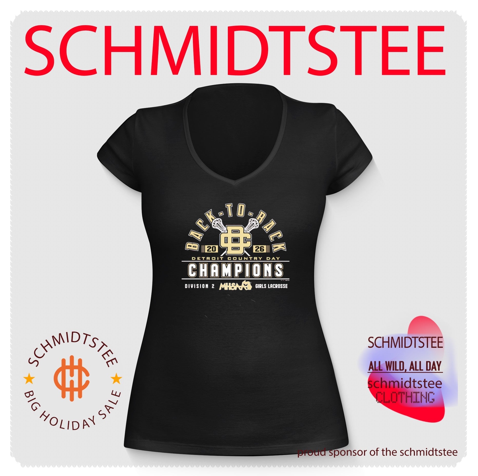 Detroit Country Day 2026 MHSAA Girls Lacrosse D2 Back-To-Back Champions logo shirt