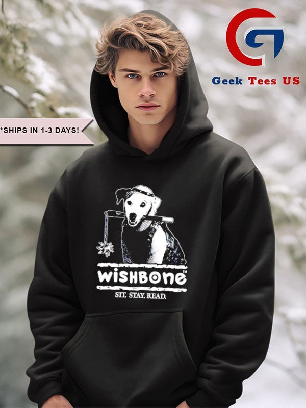 Dog wishbone sit stay read shirt