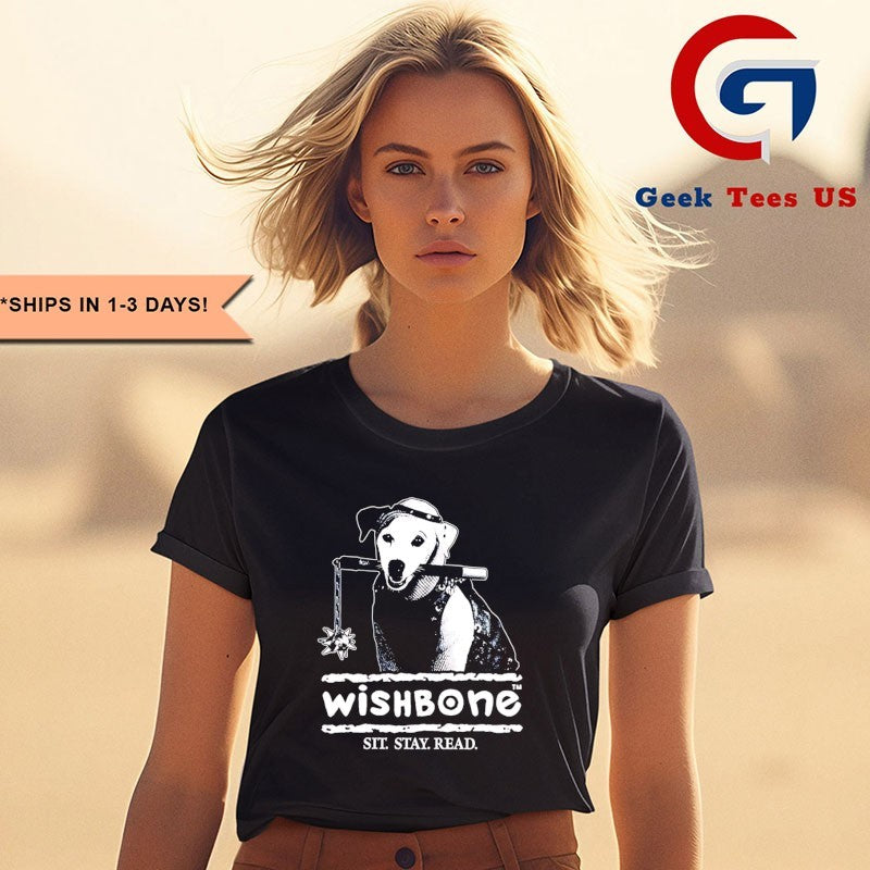 Dog wishbone sit stay read shirt