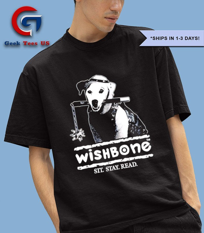 Dog wishbone sit stay read shirt