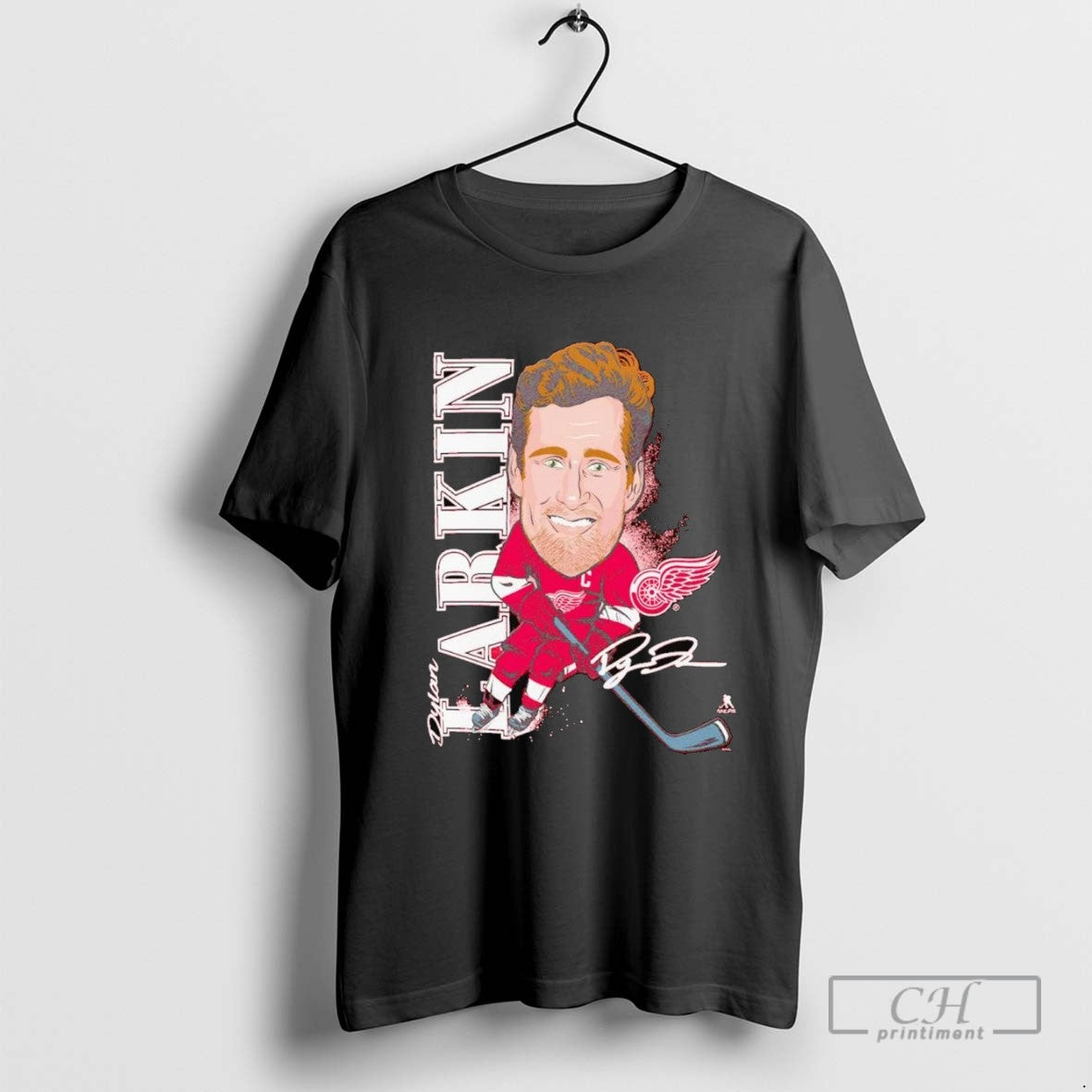 Dylan Larkin Caricature Player Signature Detroit Red Wings