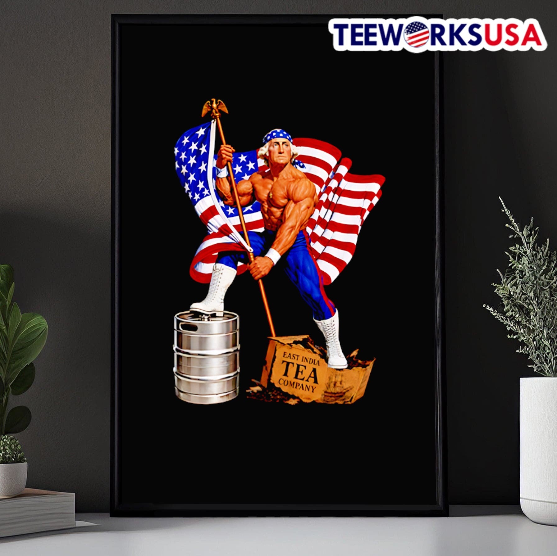 East India Tea Company George Washington Bodybuilder USA Flag Shirt