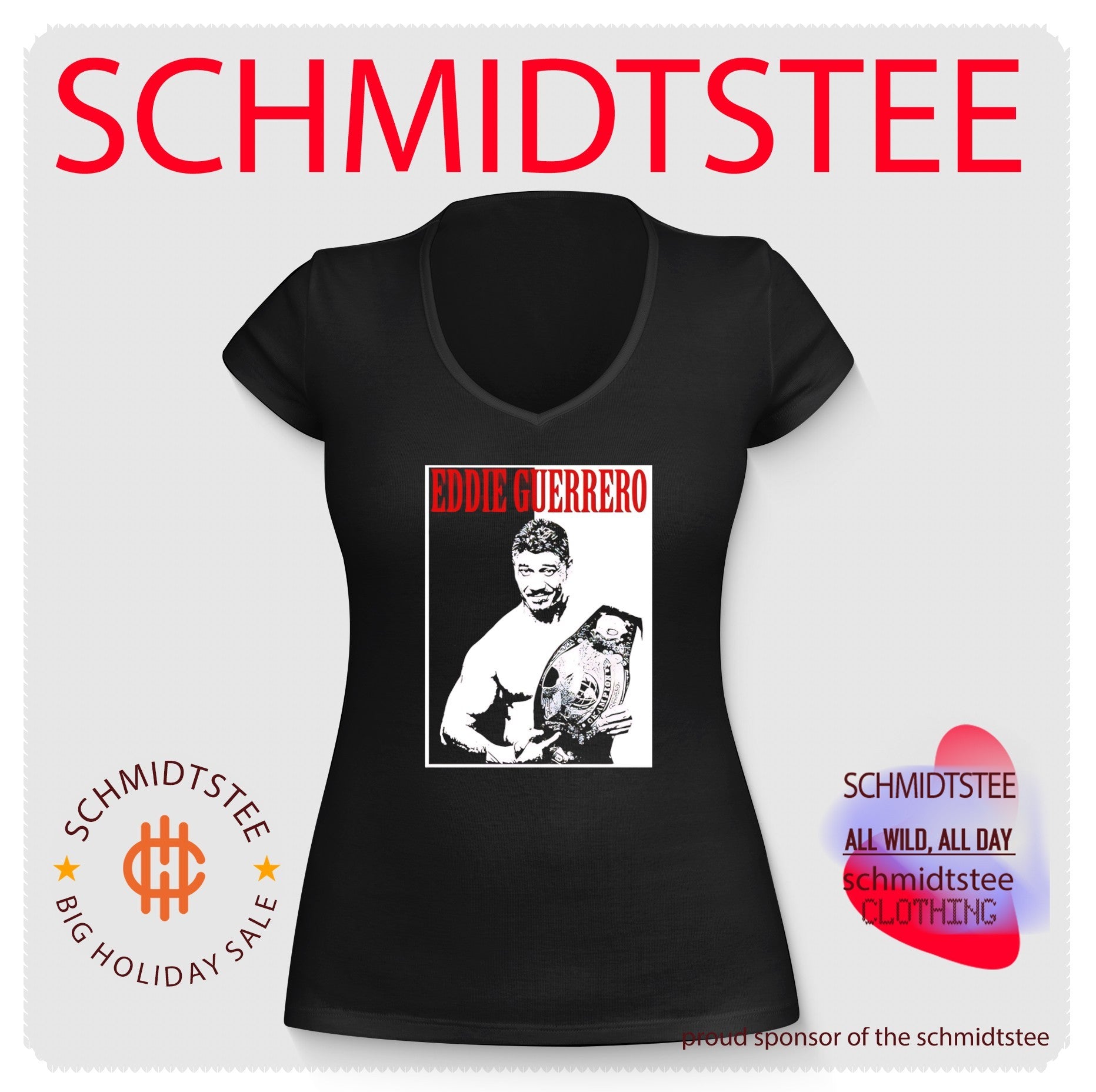 Eddie Guerrero holding championship belt shirt