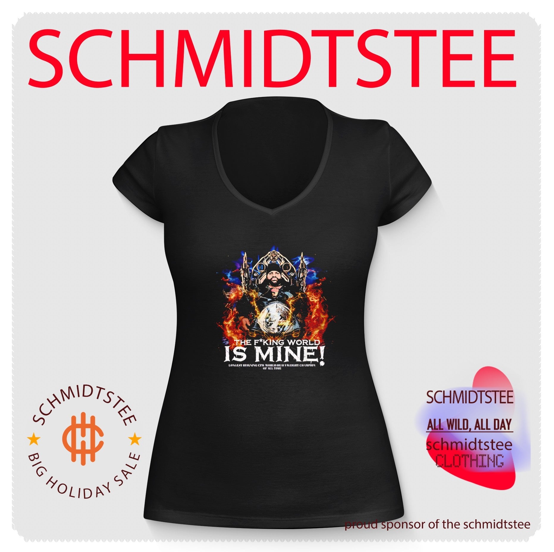 Eran Ashe holding Championship belt the fucking world is mine graphic shirt