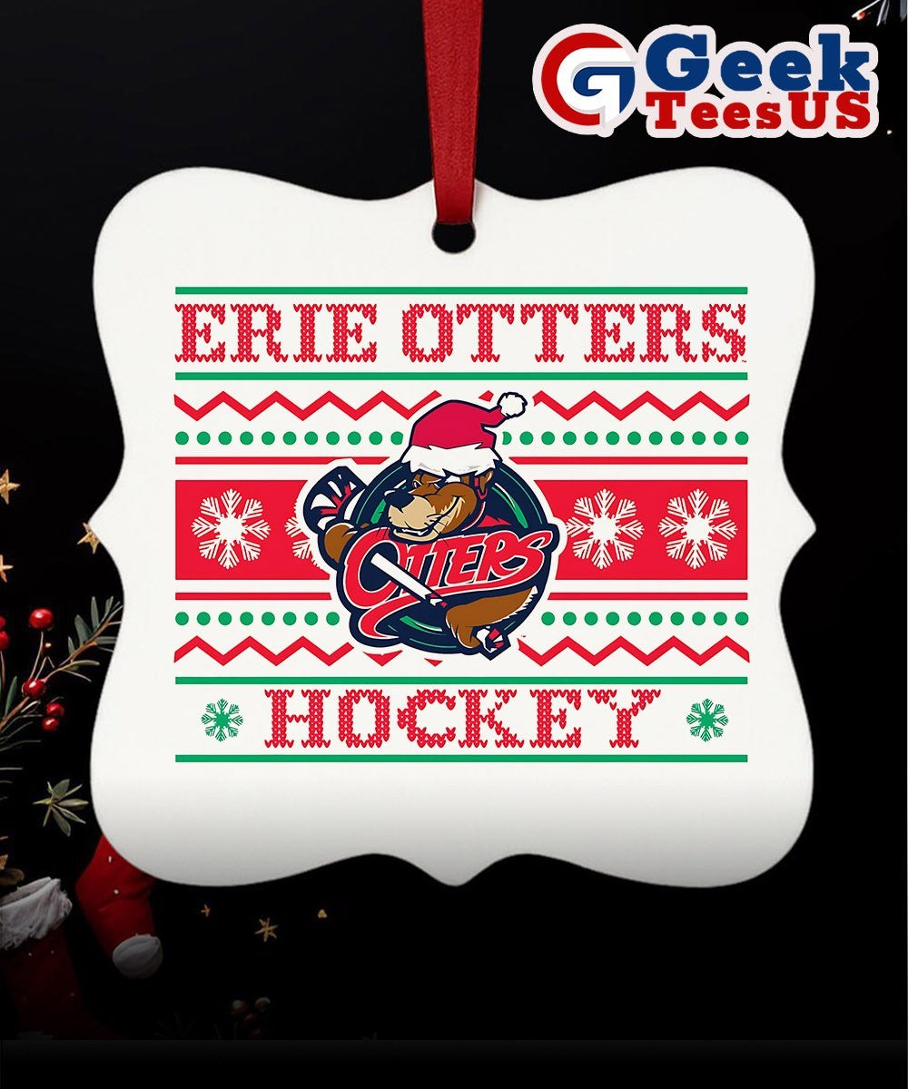 Erie Otters hockey ugly Christmas sweatOrnament