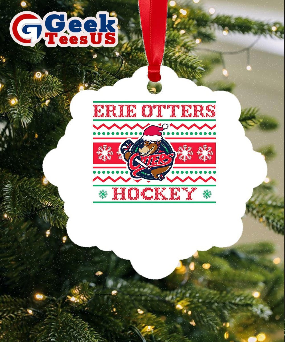 Erie Otters hockey ugly Christmas sweatOrnament