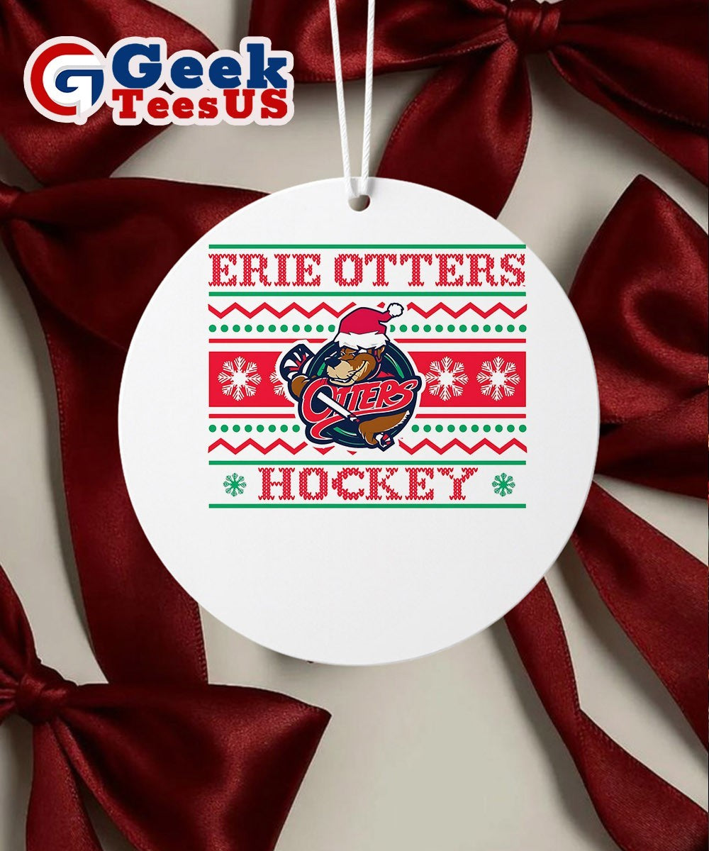 Erie Otters hockey ugly Christmas sweatOrnament