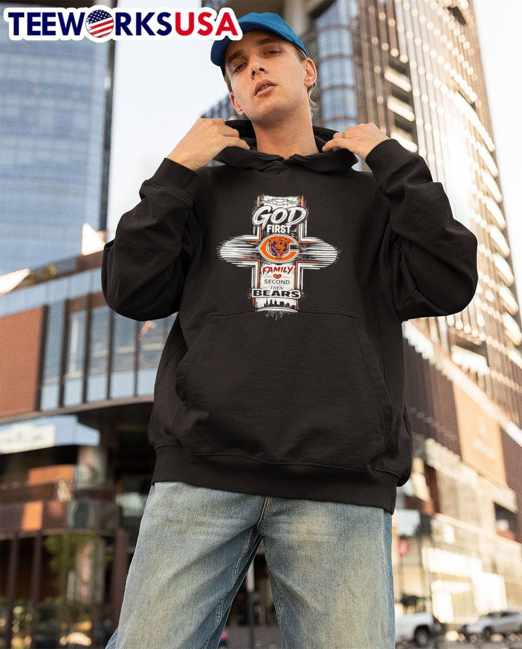 Faith Apparel God First Family Second Then Bears Chicago Shirt