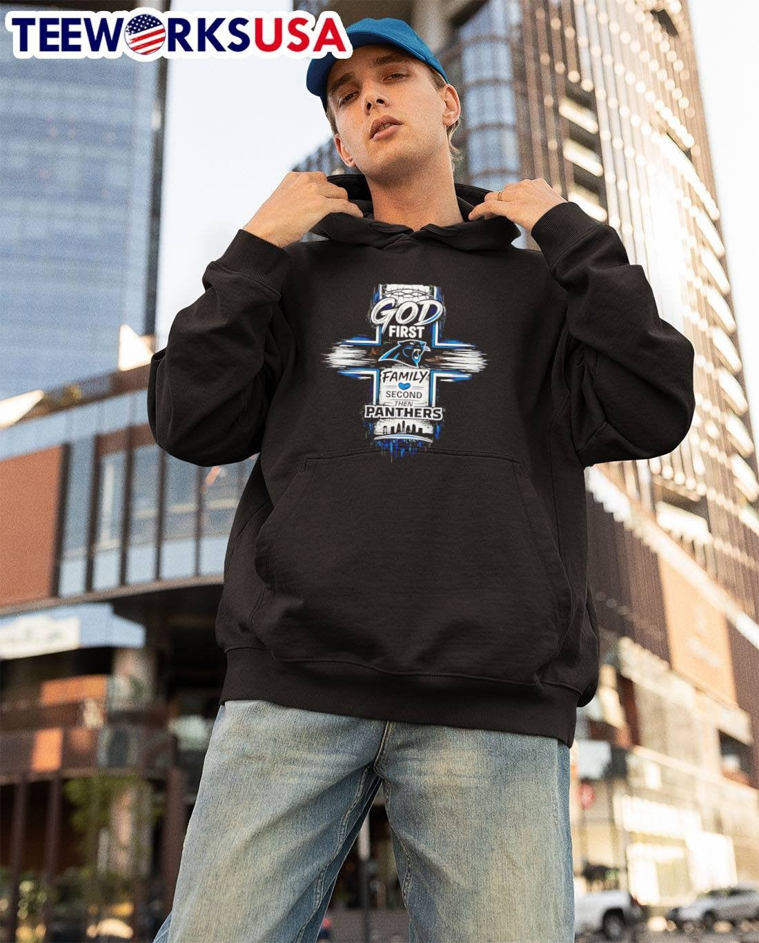 Faith Family Carolina Panthers God First Then Second T-Shirt