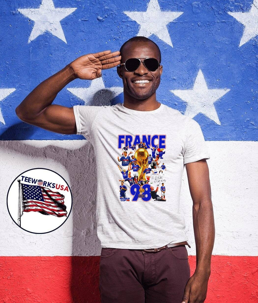 France 98 World Cup Poster Featuring Zinedine Zidane And Didier Deschamps T-Shirt