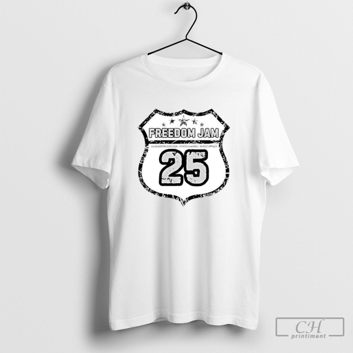 Freedom Jam 25 Distressed Shield Posters White Shirt
