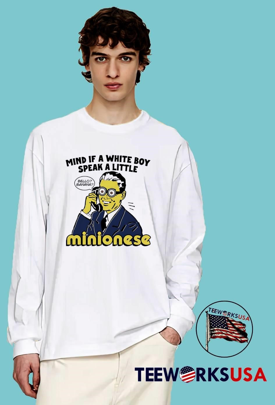 Funny Meme Mind If a White Boy Speak a Little Minionese Graphic shirt