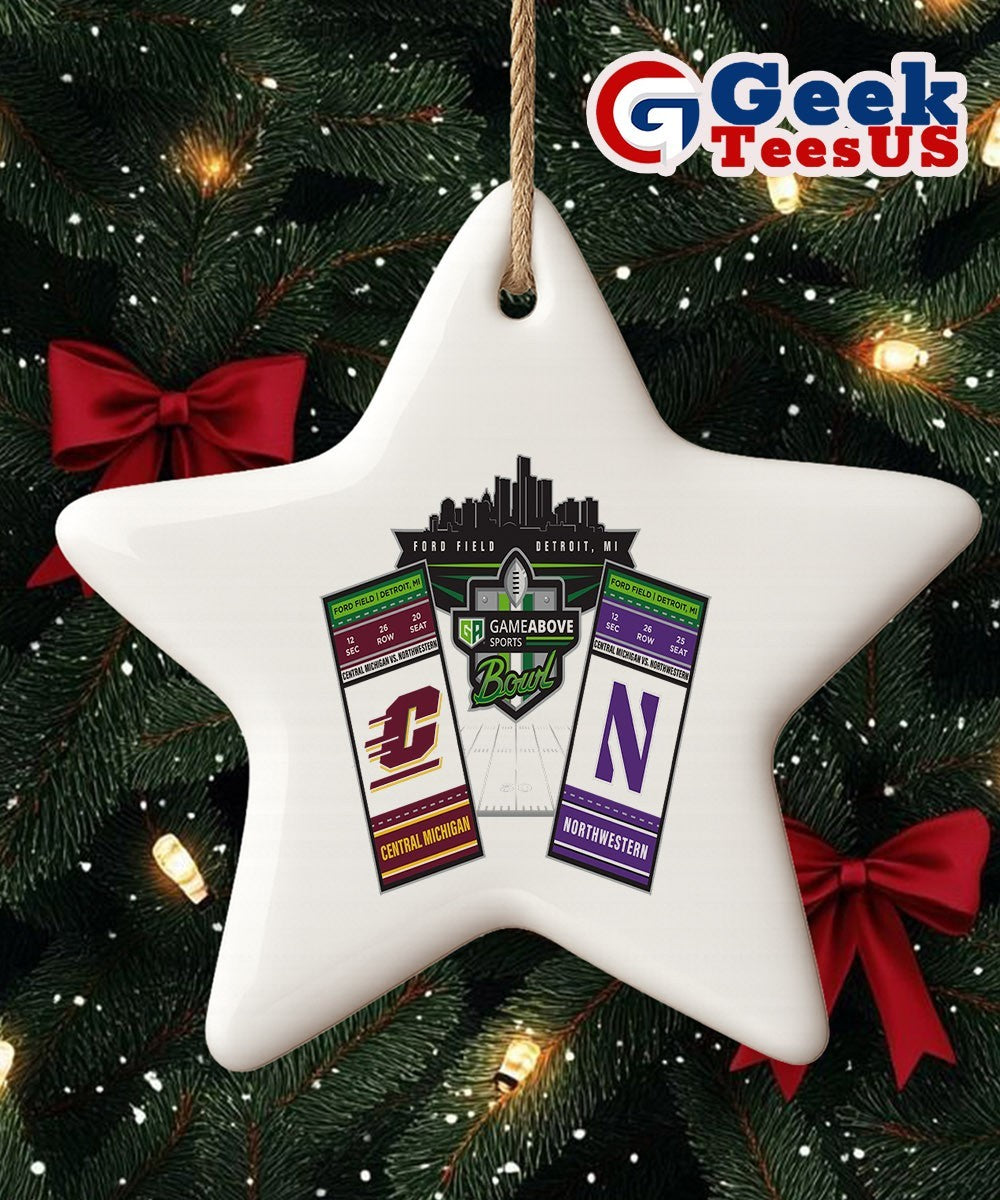 GameAbove Sports Bowl 2025 Northwestern Wildcats vs Central Michigan Chippewas Football tickets Ornament