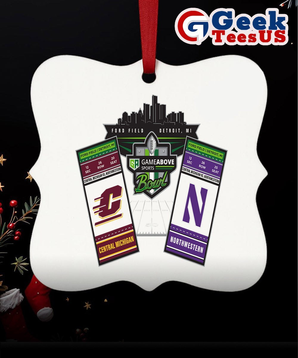 GameAbove Sports Bowl 2025 Northwestern Wildcats vs Central Michigan Chippewas Football tickets Ornament