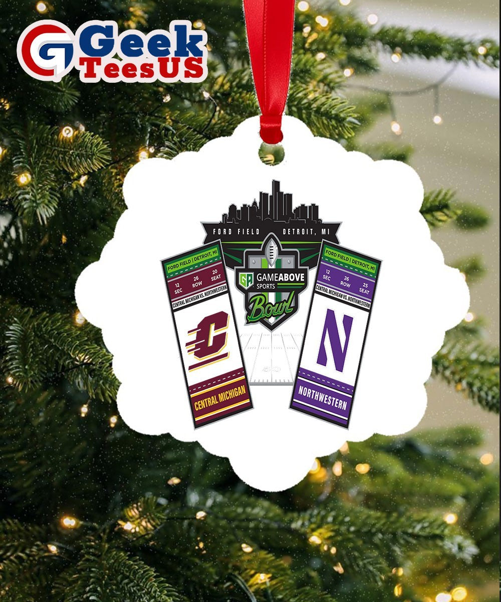 GameAbove Sports Bowl 2025 Northwestern Wildcats vs Central Michigan Chippewas Football tickets Ornament