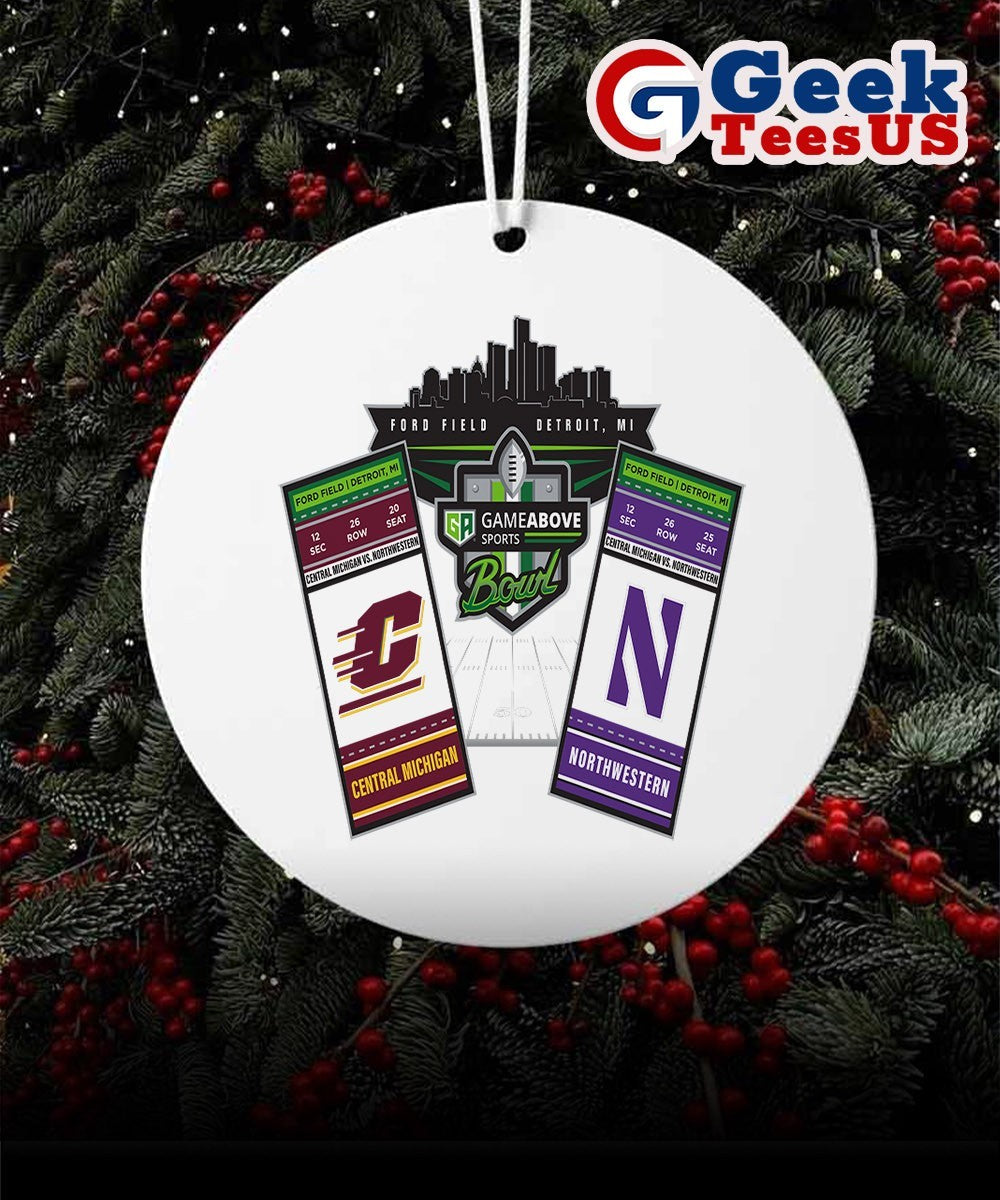 GameAbove Sports Bowl 2025 Northwestern Wildcats vs Central Michigan Chippewas Football tickets Ornament
