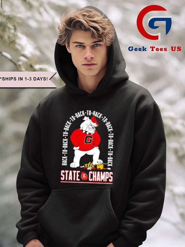 Georgia Bulldogs back-to-back-to-back State Champs mascot shirt