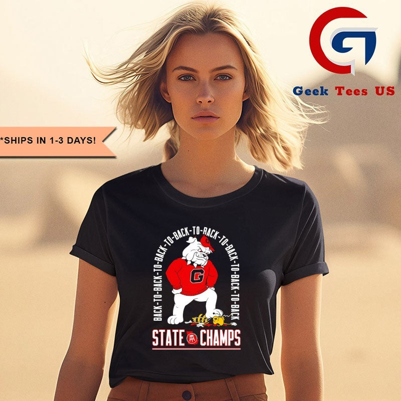Georgia Bulldogs back-to-back-to-back State Champs mascot shirt