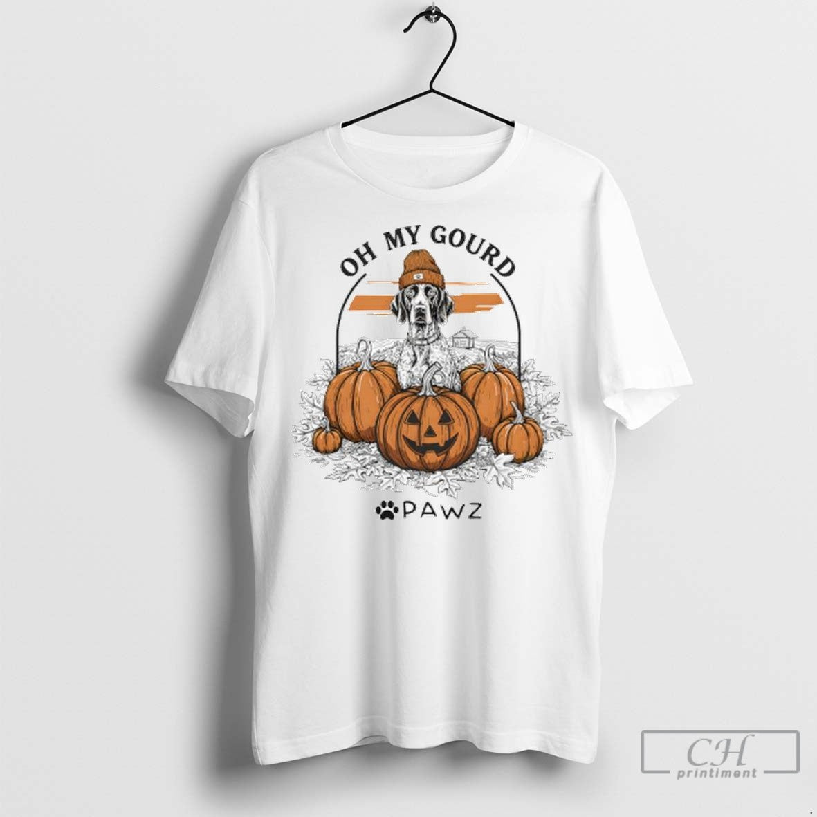 German Shorthaired Pointer Dog Oh My Gourd Halloween Pawz Ladies T Shirt Jpg