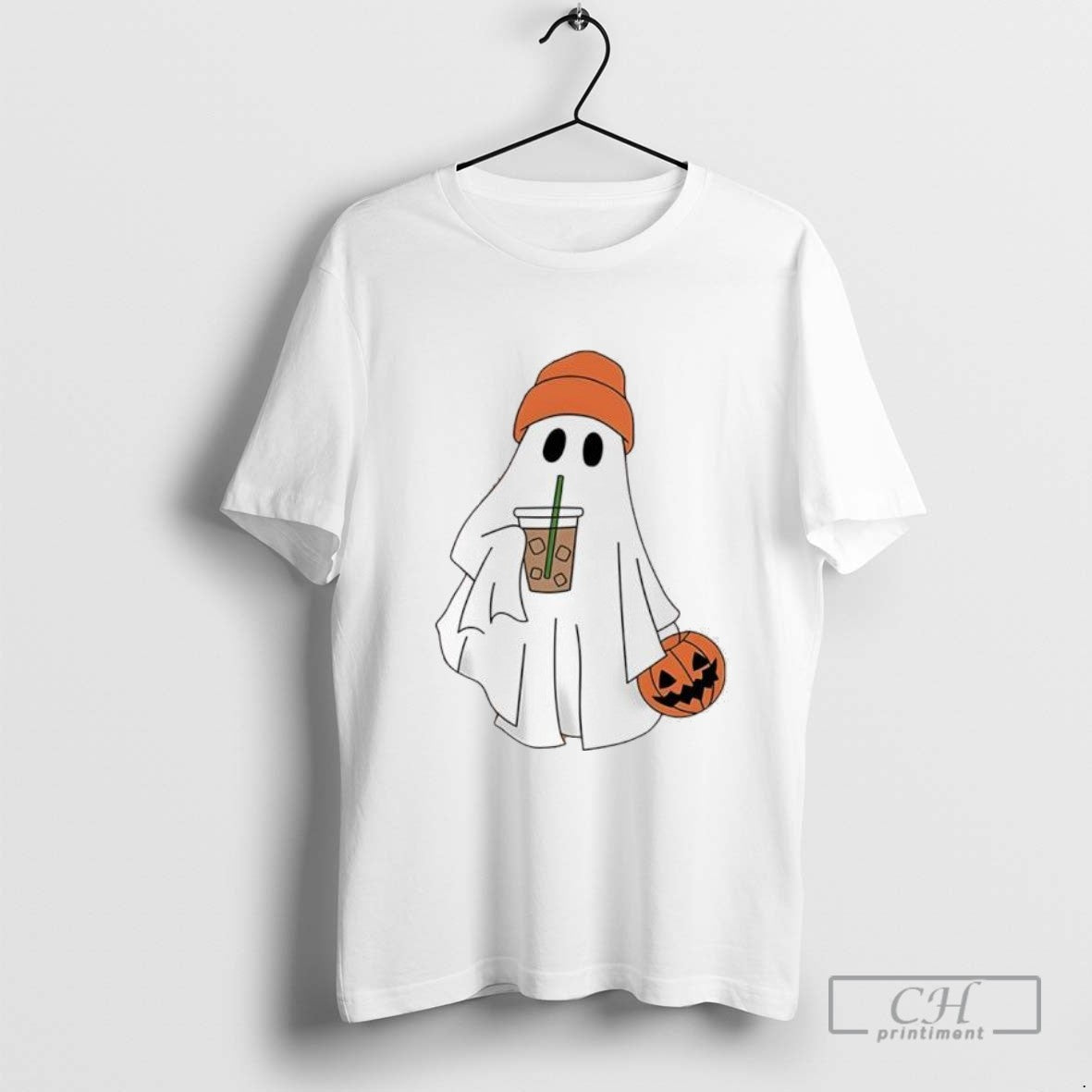 Ghost Orange Hat Pumpkin Halloween