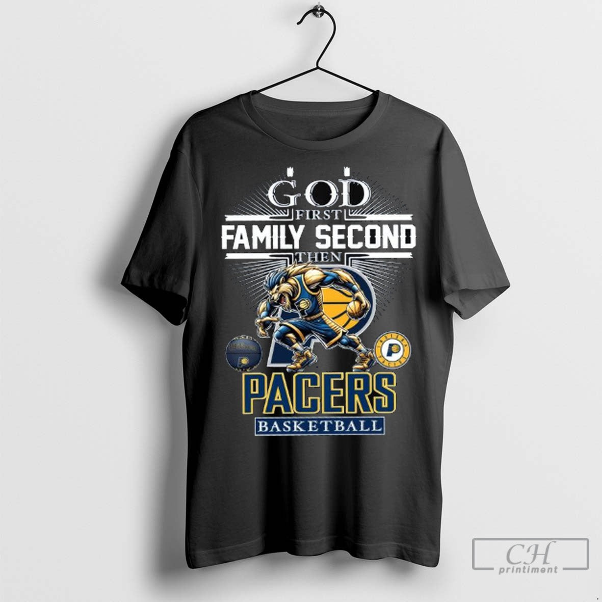 God First Family Second Then Indiana Pacers Basketball Mascot 2025 Long Sleve
