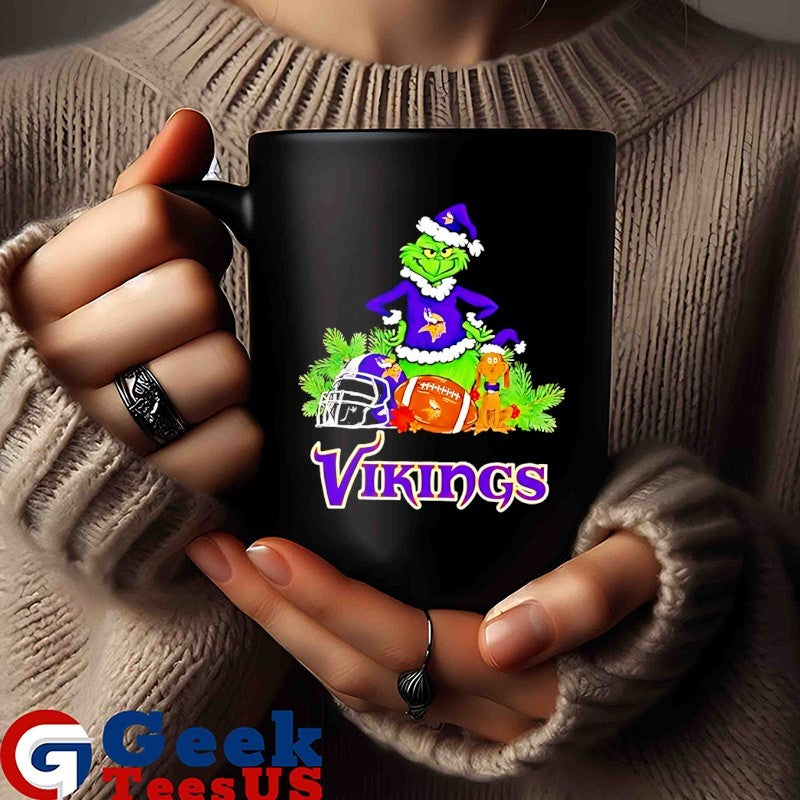 Grinch and Max Dog Minnesota Vikings Football Merry Christmas shirt