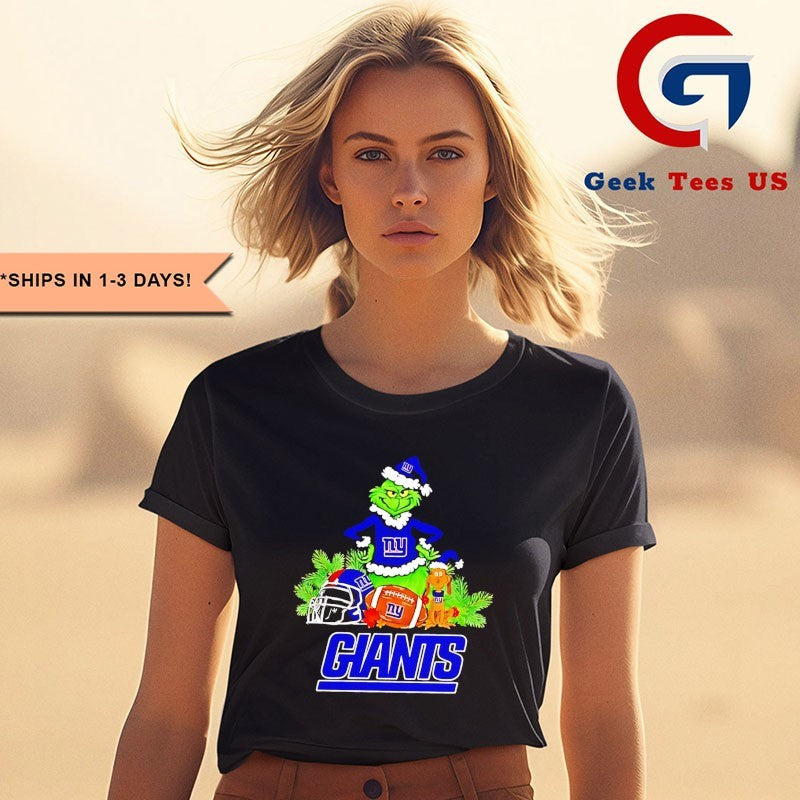 Grinch and Max Dog New York Giants Football Merry Christmas shirt