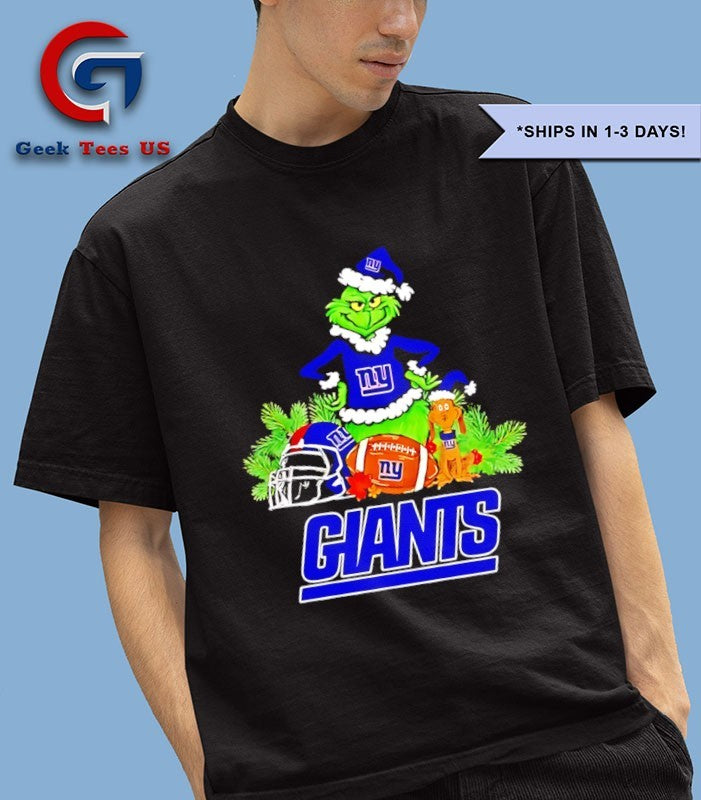 Grinch and Max Dog New York Giants Football Merry Christmas shirt