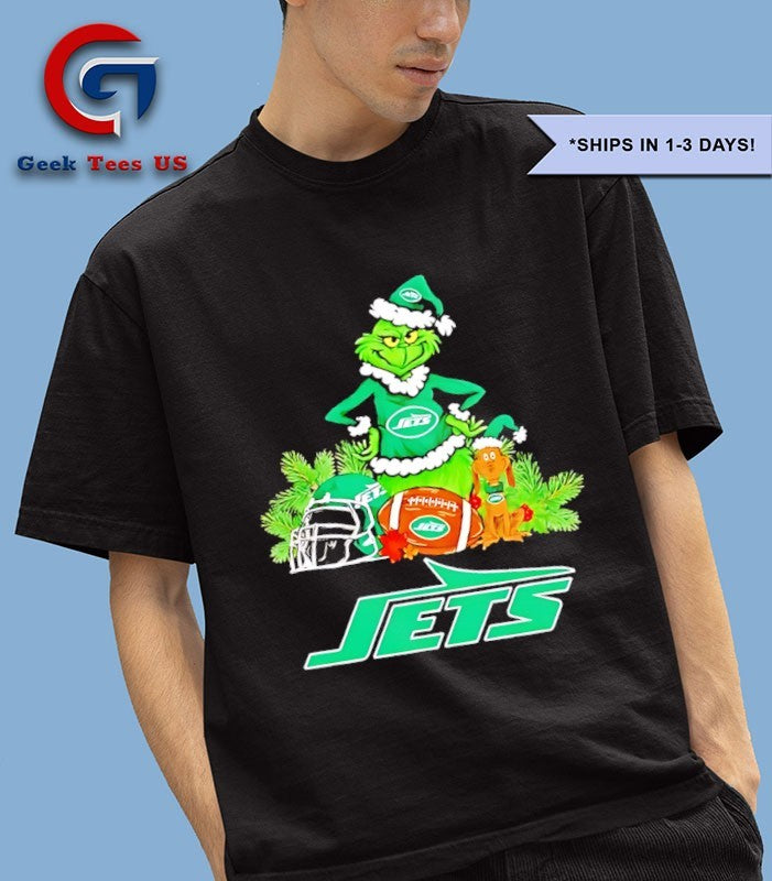 Grinch and Max Dog New York Jets Football Merry Christmas shirt