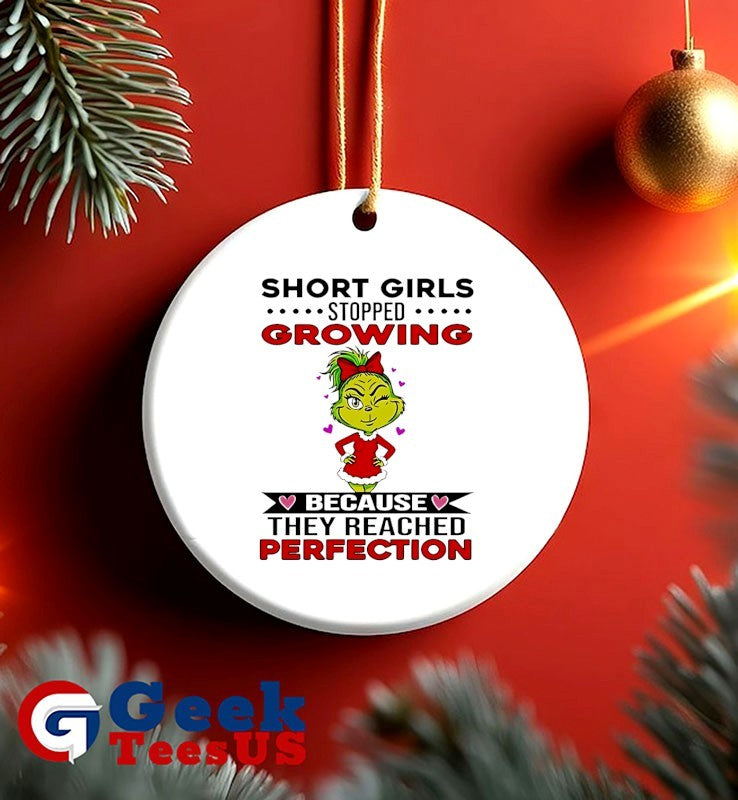 Grinch short girls stopped growing because they reached perfection Xmas shirt