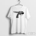 Handgun Black And White Revolver Gun Blueprint Posters White Shirt