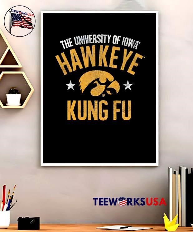 Hawkeye Kung Fu The University of Iowa Logo Stars Black shirt