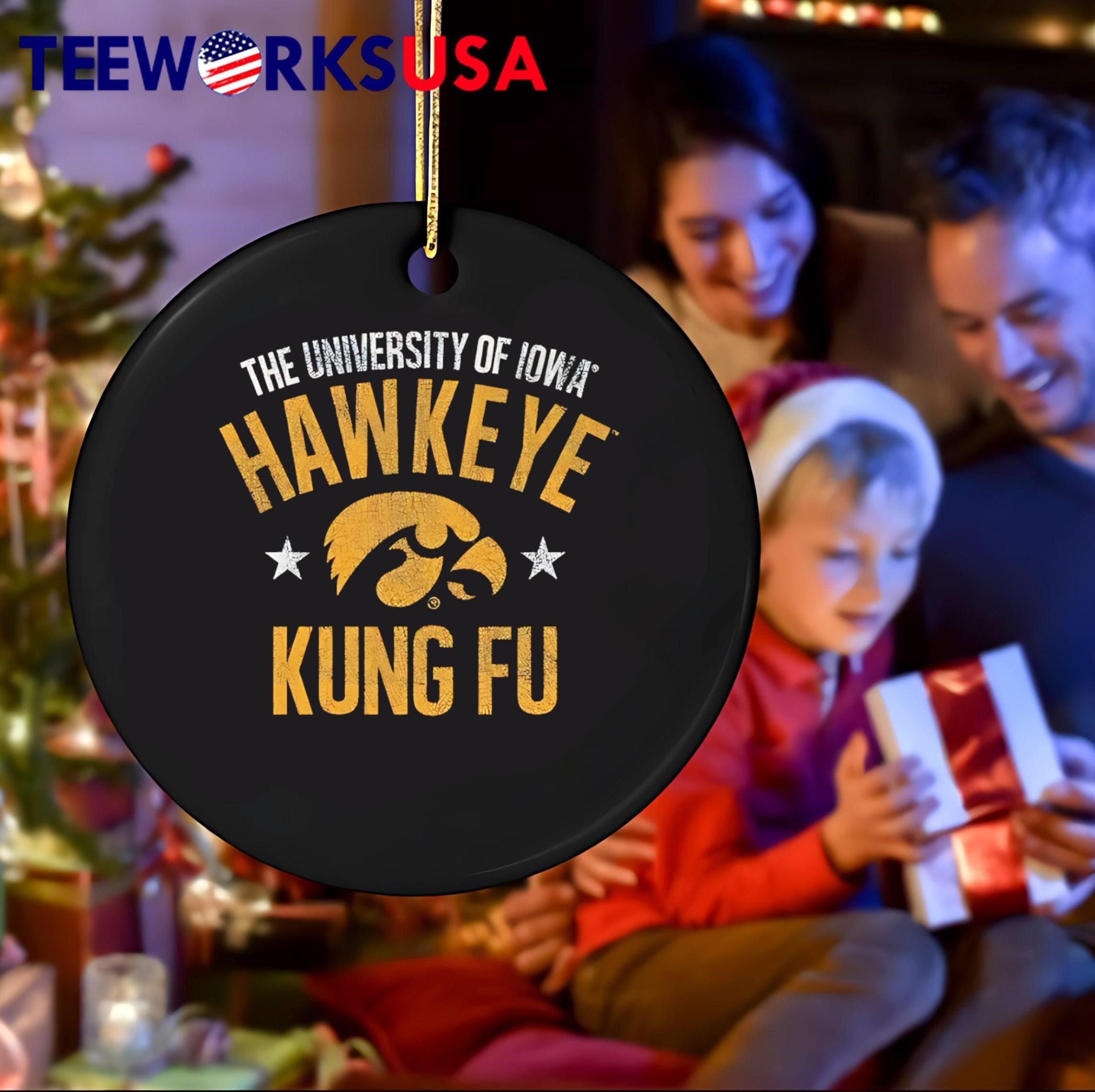 Hawkeye Kung Fu The University of Iowa Logo Stars Black shirt