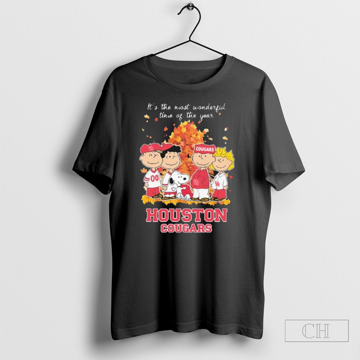 Houston Cougars And Peanuts Character Its The Most Wonderful Time Of The Year Shirt Tee